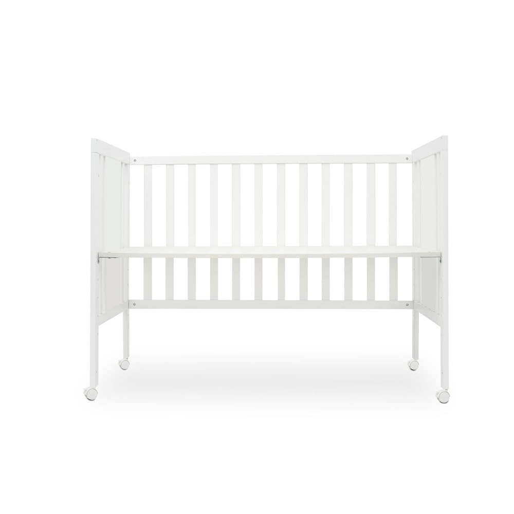 Interbaby Cuna Bebé Colecho Convertible 124x63 cm | Cuna Evolutiva de Madera con Lateral Abatible, Altura Regulable y Ruedas con Freno | Cuna Convertible en Escritorio y Sofá | Blanca Bear Basic