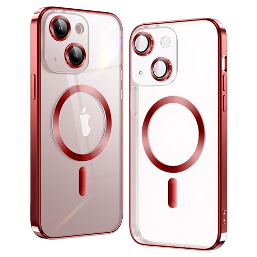 Coque transparente MagSafe iPhone 15 chic pour femmes au fini métal brillant