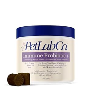 PetLab Co. Immune Probiotic + for Dogs, Supports Gut & Digestive Health and Promotes Skin & Coat, Pork Flavor, for Small Dogs