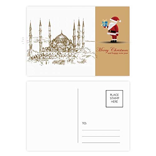 Lot de 20 cartes postales pour croquis haut de gamme : église et Père Noël