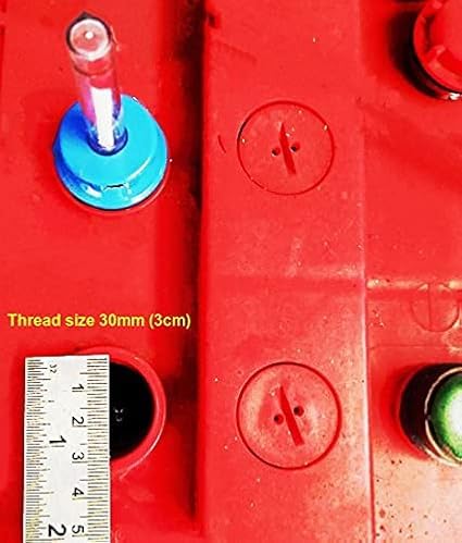 Image of Luminous, and Livfast Compatible [Not for Exide Batteries] Inverter Battery Water Level Float Indicator Cap Set with Fumes Filtration - 1 Set of 6 Pieces for 1 Battery (Red) (Red)