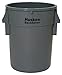 CMC 3210GY Huskee Grey Superkan Backsaver Round Receptacle, 32 Gallon Capacity, 22" Diameter x 27-3/8" Height (Case of 4)