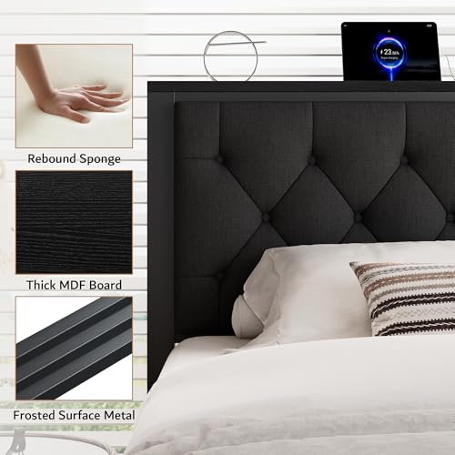 iPormis Queen Bed Frame with Storage & Charging Station - Image 3