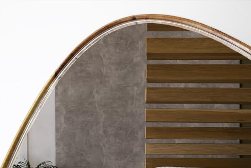 Espelho Decorativo Organico 100X70 Com Borda Moldura Em Lamina De Madeira Grande