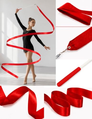 Image of BookMyCostume Gymnastic & Rhythmic Dance Ribbon Wand Collection - 2-Meter Ribbon Sticks - Ideal for School Sports Day & Gymnastic Training - Fancy Dress Costume Accessories for Kids, Teens & Adults