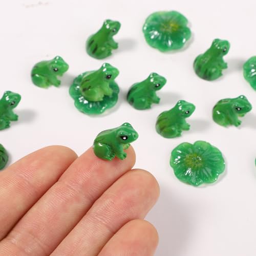 lasuroa 20pcs Resin Mini Frogs + 20pcs Mini Lotus Leaves - Image 4