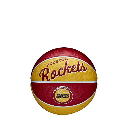 WILSON Mini Ballon de Basket, TEAM RETRO, HOUSTON ROCKETS, Extérieur, Caoutchouc, Taille : MINI