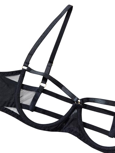 Image of Lilosy Sexy Underwire Floral Lace Sheer Lingerie Set for Women See Through Bra and Panty 2 Piece