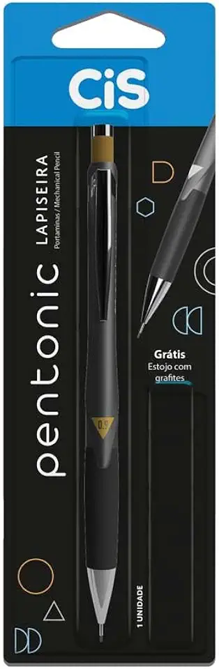 Lapiseira Profissional Pentonic 0.9 - Preta - Blister com 1 unidade + 1 tubo de grafite