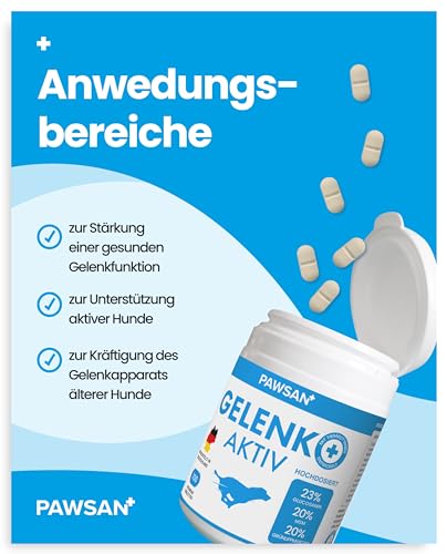 PAWSAN® Gelenktabletten Hund - Grünlippmuschel Hund - HOCHDOSIERT - Gelenktabletten für Hunde mit Teufelskralle Hund, MSM Hund & Kollagen Hund - Gelenk- & Knochenschutz für Hunde