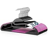 Pink Color Plastic Clothes Hangers (20 Pk) Non Slip Rubberized U-Slide Hanger, Ultra Thin Space Savi