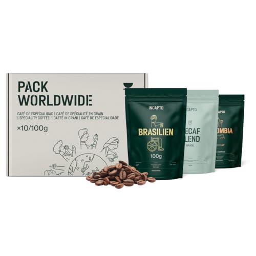 Incapto Kaffeebohnen Probierset Worldwide | Auswahl von 10 Ursprüngen der Welt | Spezialitäten-Kaffee | 100% Arabica | Ideal als Kaffee Geschenkset | Für Kaffeeliebhaber | 10 Packungen à 100g
