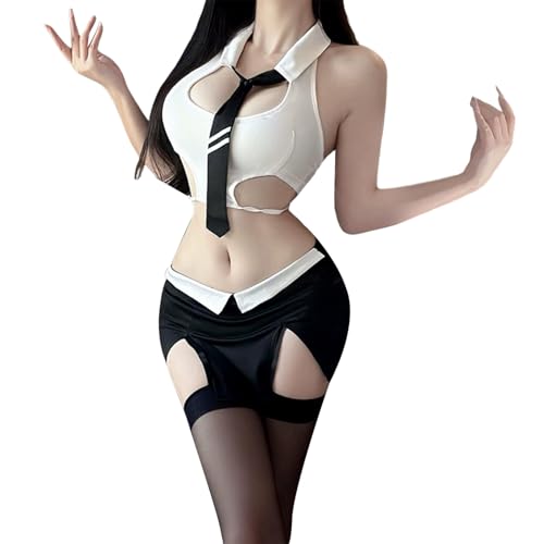 Generisch Lingerie sexy pour femme - Lingerie sexuelle - Costume de jeu de rôle - Tenue de secrétaire séduisante - Enseignante - Cosplay - Jupe crayon...