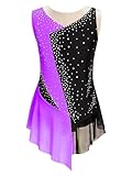 JEATHA Maillot De Danza Baile Brillantes Niñas Leotardo Patinaje Artístico Maillot Gimnasia Rítmica Traje De Rendimiento Disfraz De Bailarina Fiesta Actuación Morado D 7-8 años