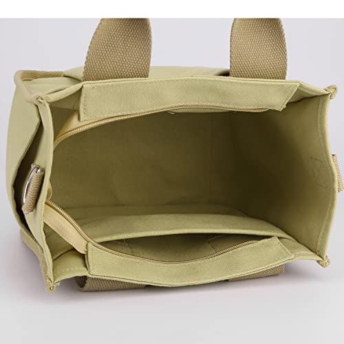 Small Canvas Tote Bag with Pockets for Women, Cute Mini Crossbody Shoulder Bags, Casual Satchel Purse Hobo Messenger Handbag4
