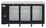 Kratos Commercial 72' Wide Back Bar Refrigerator with Sliding Glass Doors, Black 21.6 Cubic Ft. Three Door Refrigerator for Bars and Restaurants, 115V (67K-157)