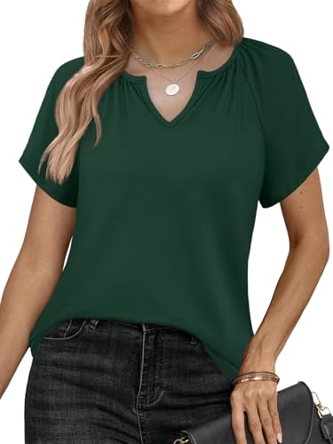 Womens Summer Tops Trendy Casual V Neck T Shirts Short Sleeve Boho Floral Blouses Loose Fit Flowy Tee2