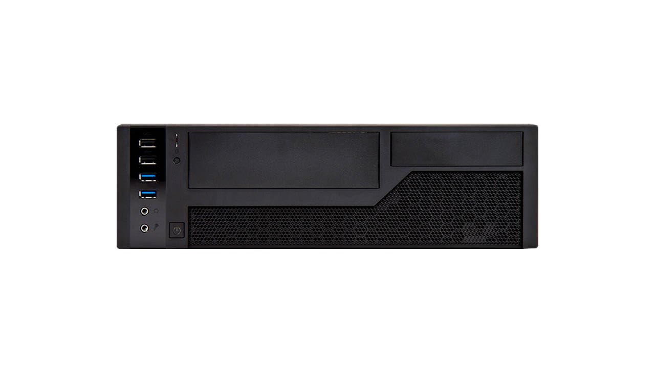 InWin CE685 Slim Micro-ATX Mini-ITX Small Form Factor Desktop PC Case with 450W TFX Power Supply Pre-Installed, 11.9L, 90mm Front Fan, USB 3.0 Front Ports, 4 Low-Profile Slots, Black