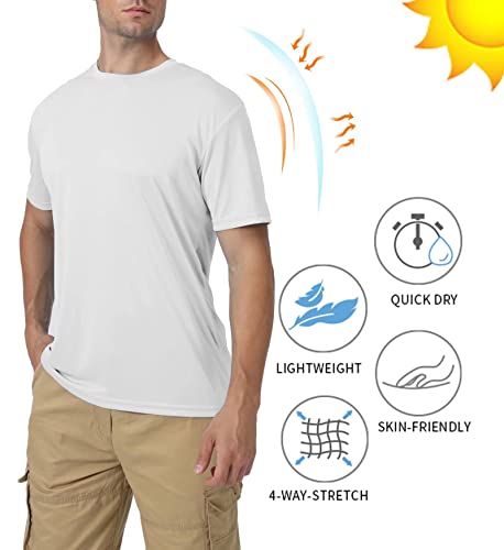 Biylaclesen Mens T-Shirts Short Sleeve Outdoor Fishing Shirts Uv Protection Shirts Athletic Fit T Shirts Sun Shirts For Men Work Shirts White #TOP3