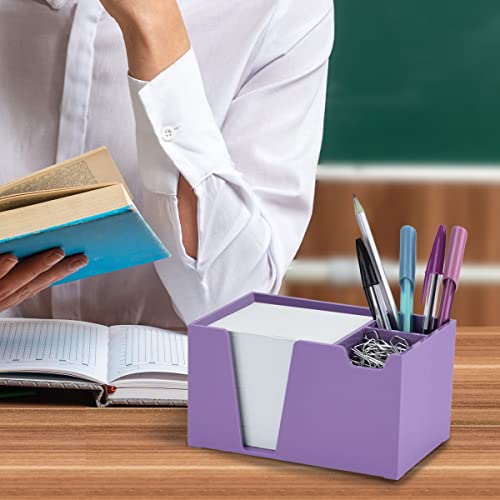 Organizador de Mesa Porta Lápis Clip Papel Lembrete (Papel Branco Incluso), Acrimet, (Cor Lilás Sóli