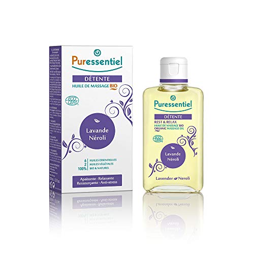 Puressentiel Sueño y Relax - Aceite de masaje con 6 aceites esenciales, Lavanda y Neroli, Bio y de origen natural, para relajarse y descansar, 100 ml