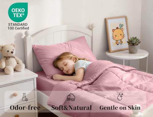 Image of ZPECC Toddler Bedding Set - 4 Piece Hypoallergenic Baby Crib Bedding Set for Boys and Girls, Includes Toddler Comforter, Flat Sheet, Fitted Sheet and Pillowcase, Dusty Rose (Pack of 2)
