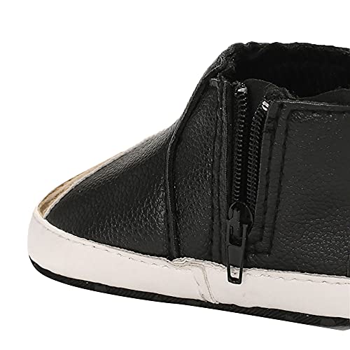 Hopscotch Baby Boys PU Stripe Printed Infant Shoes Booties in Black