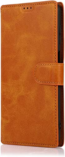 Étui pour iPhone 13 Pro Max antichoc housse portefeuille orange en cuir