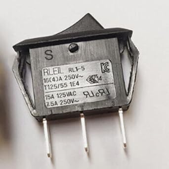 16A 250VAC T125/55 3-Pin 3 Positions Black Button Rocker Switch RLEIL RL1-5