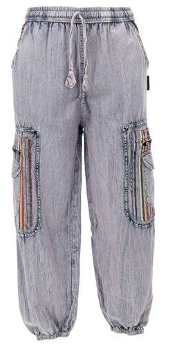 Pantalon de yoga en coton brodé avec finitions complexes artisanales