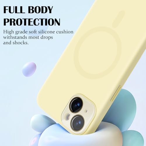 Newseego for iPhone 15 Plus Magnetic Case, Cute Soft Liquid Silicone Case for Women Girls Men Anti-Scratch Anti-Drop Shockproof Bumper Full Camera Lens Protection Case for iPhone 15 Plus-Yellow by Newseego - Image 4