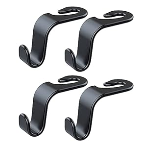 Wislter 4 Pack Car Seat Headrest Hook Car Purse Hook for All Vehicle Car Handbag Clothes Coats Grocery Bags, Black