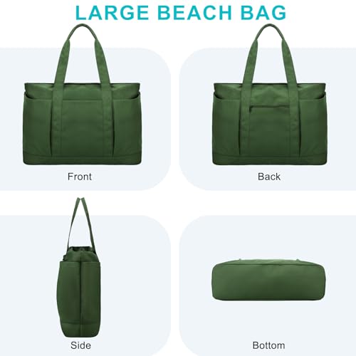 Image of VASCHY Extra Large Beach Bag, Oversized Utility Travel Tote Bag with Zipper Waterproof Sand-proof Pool Bag with Wet Bag