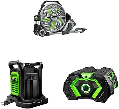 EGO 18inch Misting Fan Bare Tool + 5.0 Ah Battery with Fuel Gauge + 280W Dual Port Charger