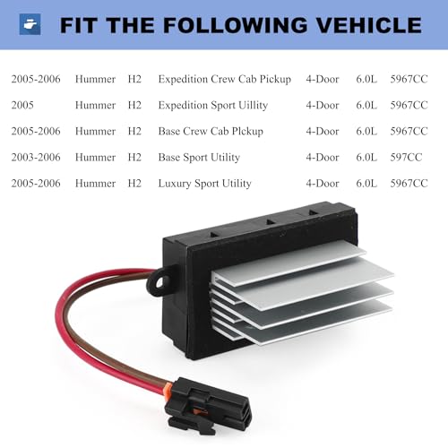 Image of Blower Motor Resistor Heater Fan Control Module Fit for Hummer H2 2003-2007 Blower Module Resistor Replace#19331830 89023355 93803637 88986529 15-80388 15-80655 15-80911 3GSH-19E624-CA 4GSH-19E624-AA