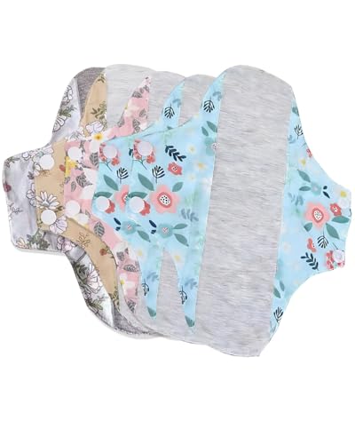 SOVYTH 5 pièces protege slip lavable, serviette hygiénique lavable, matériaux en graphène, coton reutilisable lavable,évitent les pertes d'urine