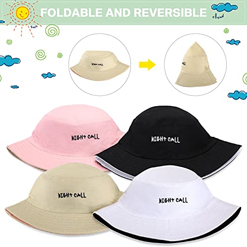 Smile Face Bucket Hats Embroidery Outdoor Reversible Travel Bucket Beach Sun Hat For Men Women Teens (3, Black-White, Beige-Pink, Blue-Yellow) #TOP3