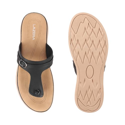 Image of Lazera Womens Ultimate Comfort Flat Casual Chappal Black
