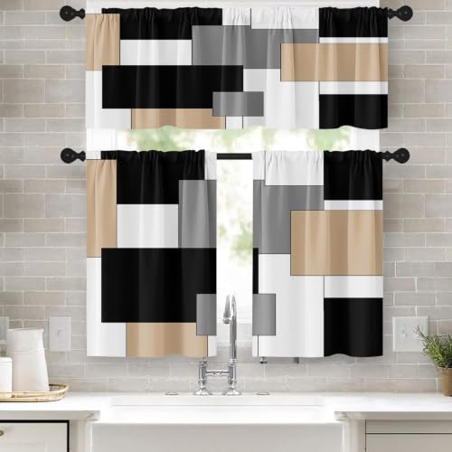 Tayney Kitchen Curtains Sets for Windows, 52x24 Inch, 3 Pack, Modern