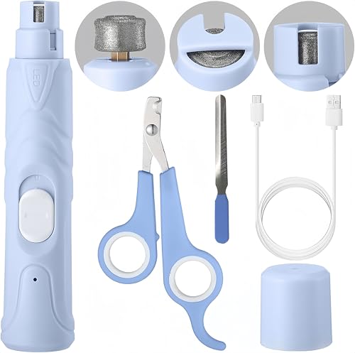 Yukaione Electric Nail Grinder with LED Light for Birds & Small Animals | 3-in-1 Nail Care Kit with Nail File & Clipper | Safe and Quiet Grooming Tool for Hamsters, Rabbits, and Other Small Pets