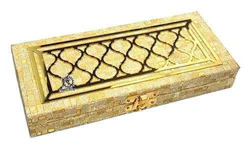 Image of SHAKTISM Wood Decorative And Attractive Box Cash Box, Shagun Box, Jewellery Box, Money Box Envelop Wedding, Gift Box, Bangel Box (Pack Of 1Pc, Golden)