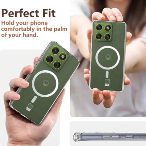 Image of DIZORO Crystal Clear Magnetic Compatible with Motorola Moto Edge 70 Back Cover case with Anti-Yellow (Compatible with Magsafe) Anti-Scratch | Shockproof Transparent Cover