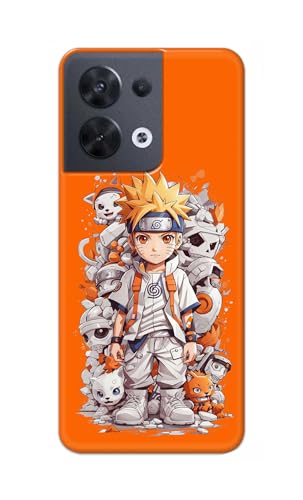 Image of Plastic Printfidaa Printed Hard Back Cover Case For Oppo Reno8 5G|Oppo Reno 8 5G Back Cover (Famous Anime Cartoon Character) -112,Orange