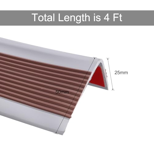 QUARKZMAN Stufenkantenschutz, rutschfeste Treppenstufen, selbstklebende Treppenstufenleisten für den Innen- und Außenbereich, Zuhause, Büro, Braun (1,2 m)