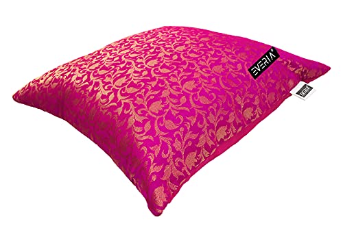 Image of Chanderi Zari Silk Designer Cushion Cover 300TC 16X16 inches (40x40 cms) (Pink)