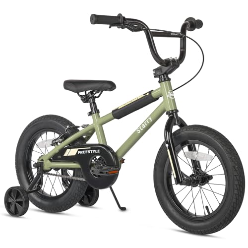 cubsala 14 Inch Little Kids Bike for 3 4 5 Years Old Boys Girls Beiginner Riders BMX Style Bicycle with Training Wheels Coaster & Rear V Brake, Army...