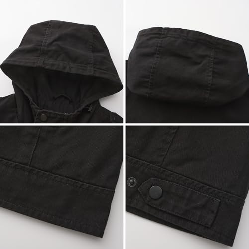 Image of Mens Casual Washed Cotton Military Jacket Warm Canvas Windbreaker