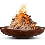 Moodz Feuerschale 100 cm - Feuerschalen für den Garten - Feuerstelle Outdoor & Feuertonne - Feuerschale mit Opt. Grillrost aus 3 MM hochwertigem Cortenstahl - Feuerkorb für den Garten - 100x100x21cm