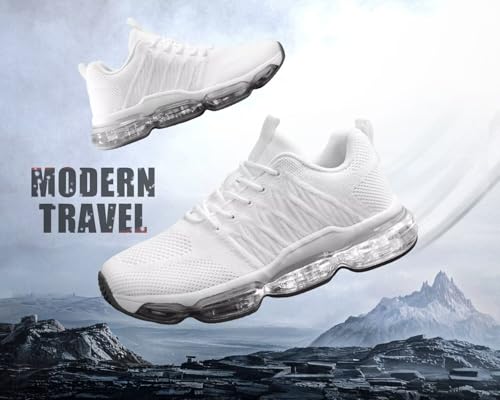 Image of Womens Air Cushion Running Shoes Walking Jogging Fitness Gym Fashion Sneakers Lace Up Casual Comfortable Work Tennis Sport Athletic Trainers