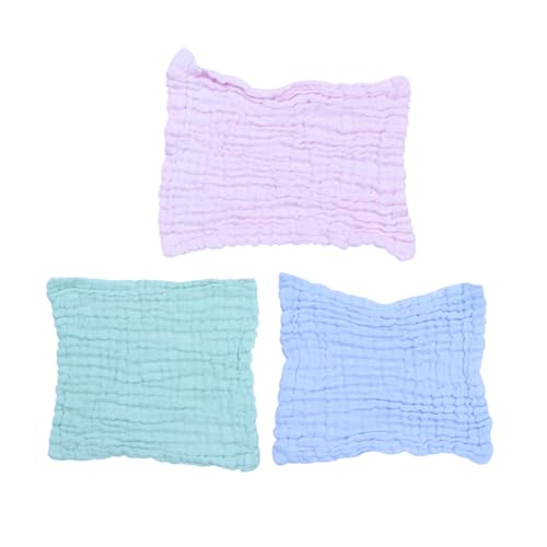 VANZACK 5Pcs Solid Color Bibs Cotton Face Towels Multilayer Square Towels for Teething Lightweight and Quick Drying Random Colors for Boys